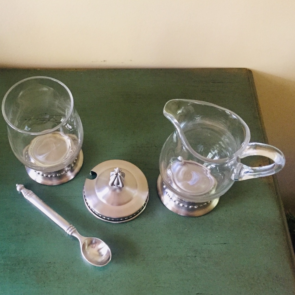 SLAH Astoria Lidded Sugar Jar, Spoon & Creamer EUC